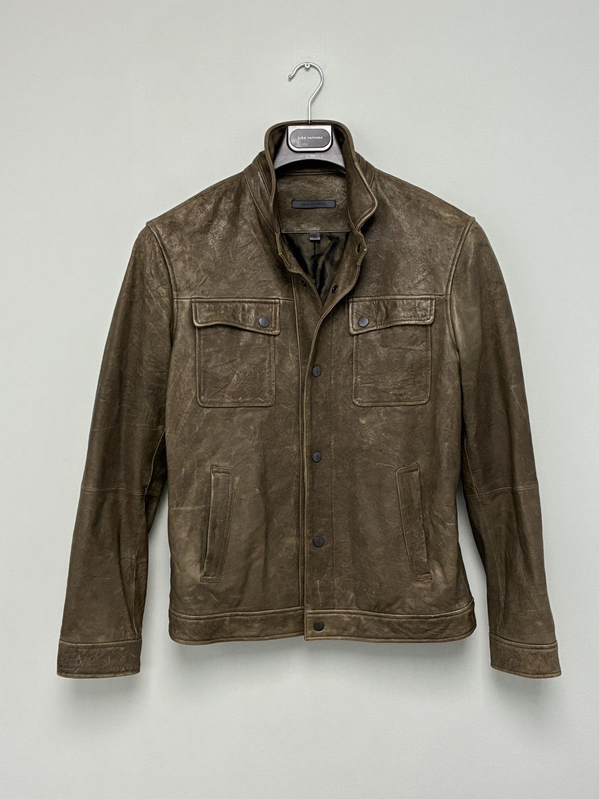 John Varvatos Snap Front Leather Trucker Jacket EU 50 USA 40 Size US M / EU 48-50 / 2 - 5 Thumbnail