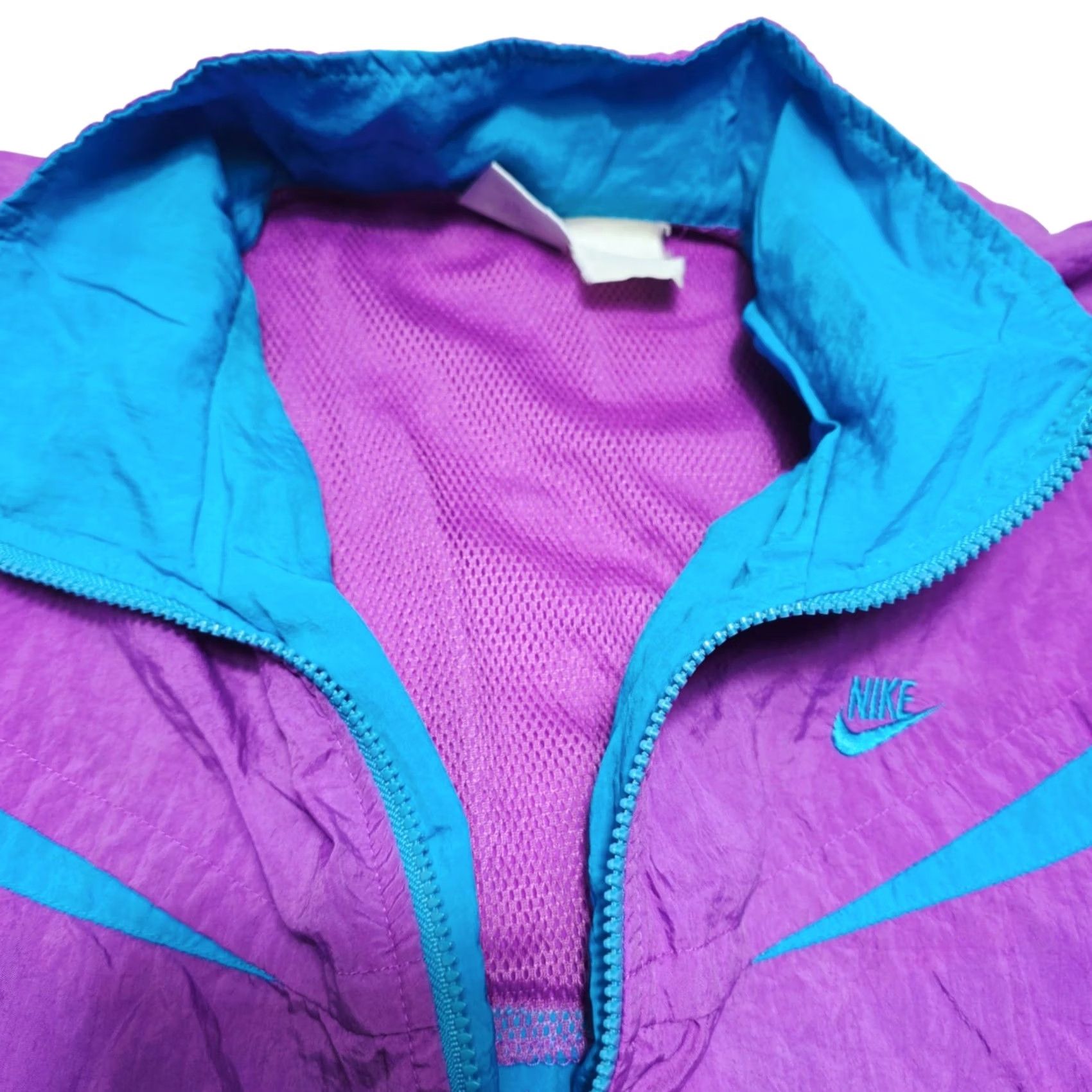 Nike VINTAGE Nike Windbreaker Women's XL Purple Full Zip Pockets 90s Teal Size XL / US 12-14 / IT 48-50 - 4 Thumbnail