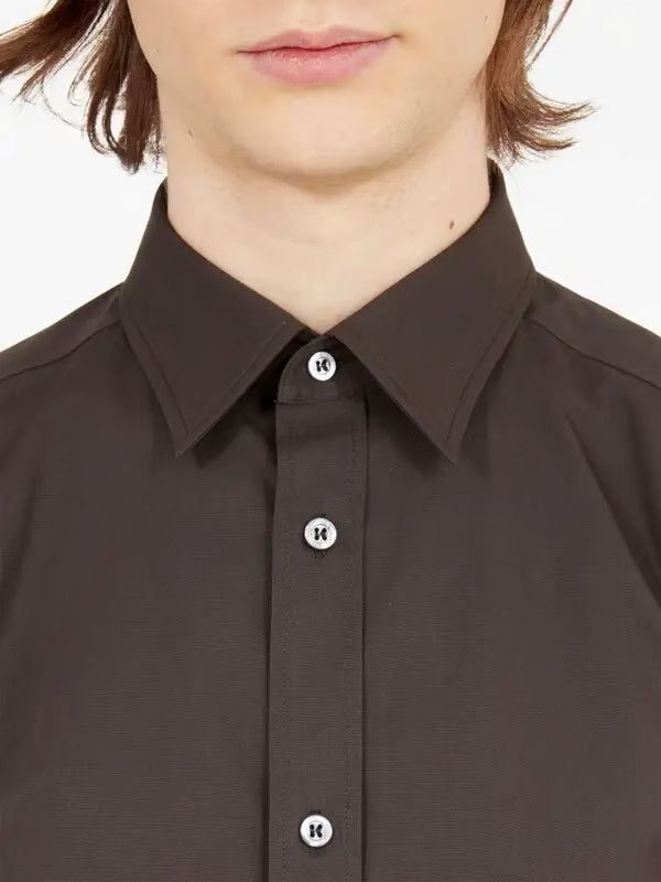 Maison Margiela o1w1db11225 Four-stitch Short-sleeve Shirt Chocolate Brown Size US M / EU 48-50 / 2 - 4 Thumbnail