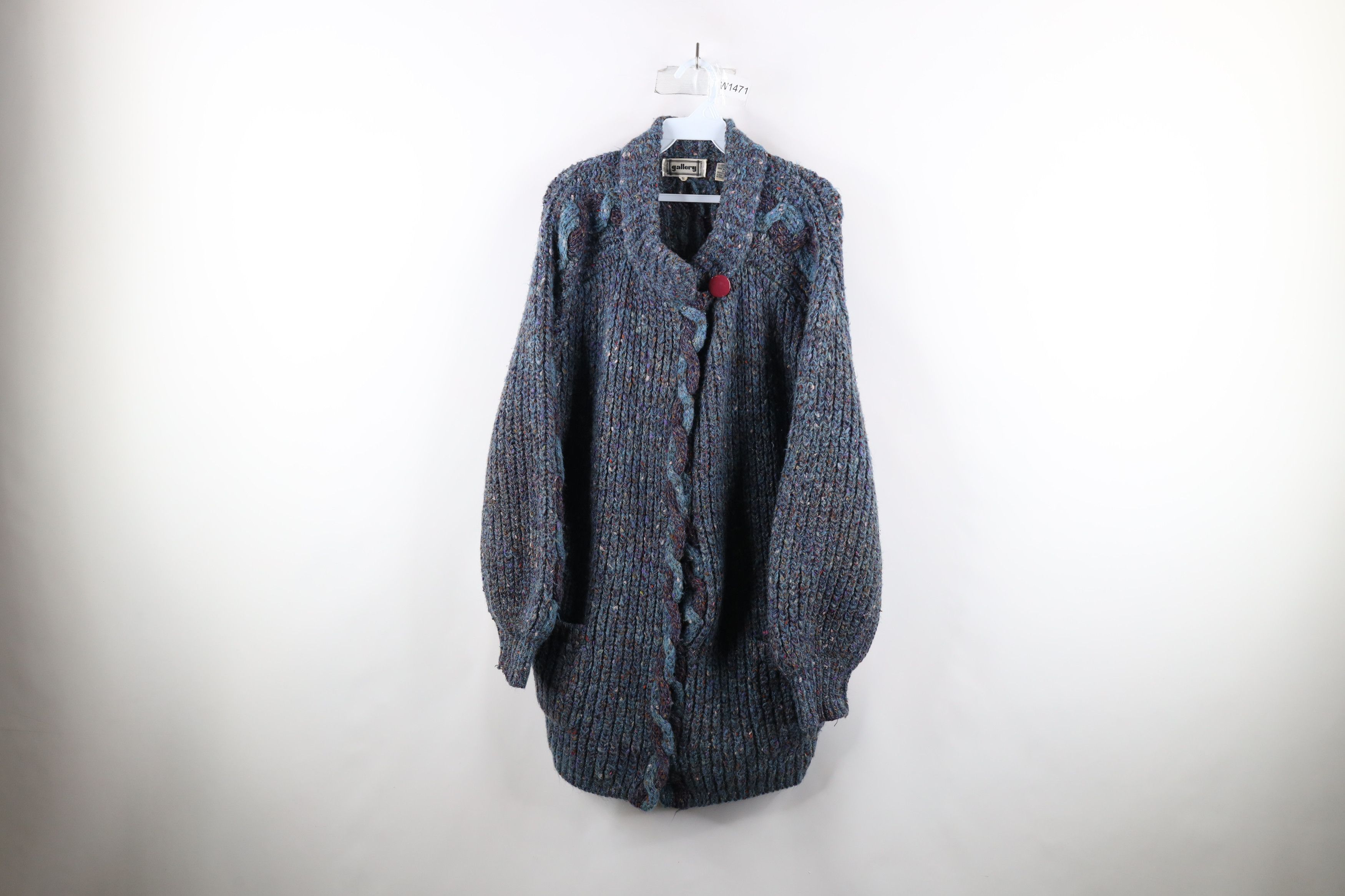 image of Vintage 90's Streetwear Knit Oversized Cardigan Sweater, Women's (Size Small)