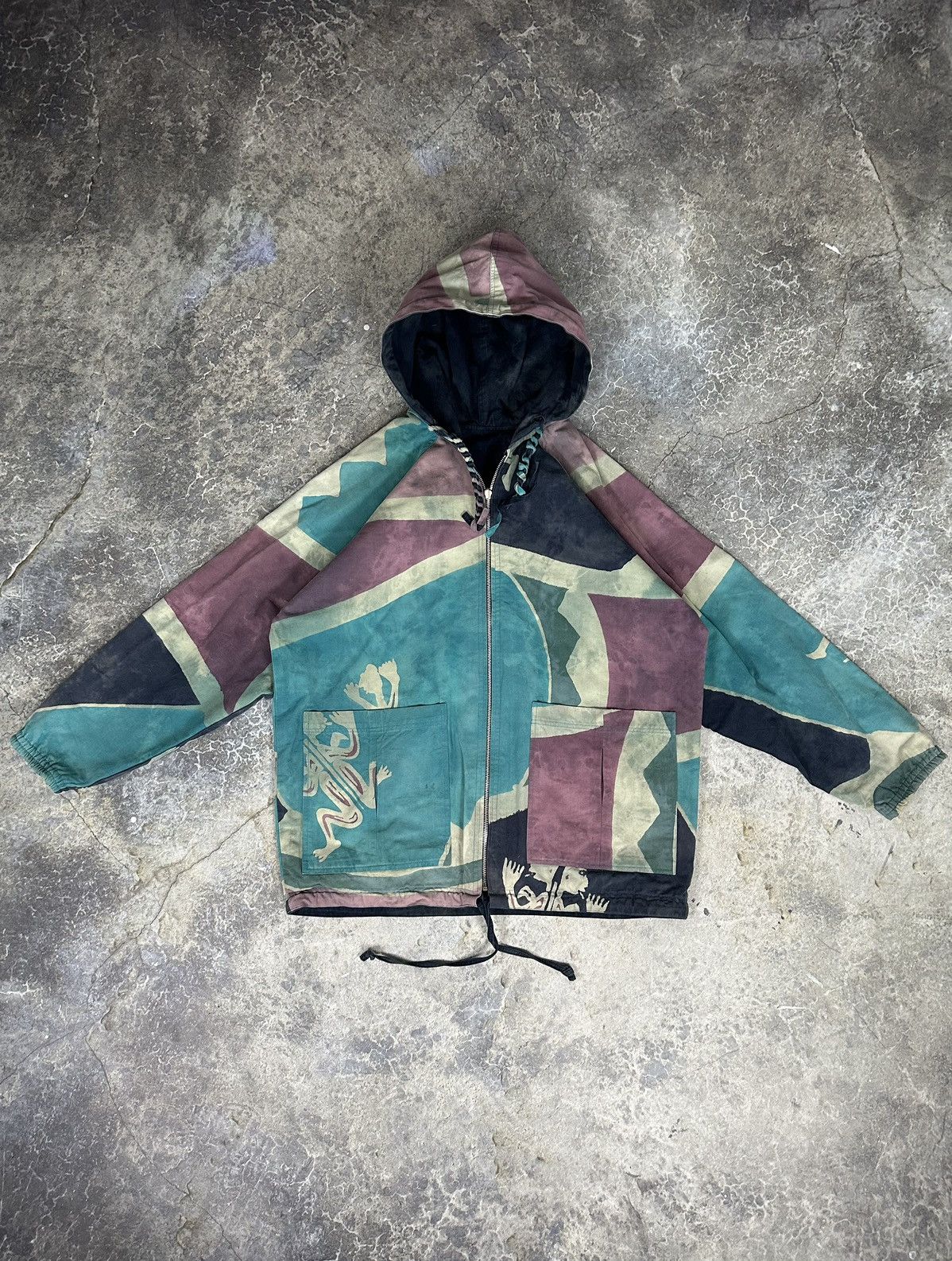 image of Vintage Carhatt Style Hooded Jacket in Tye Dye, Men's (Size Large)