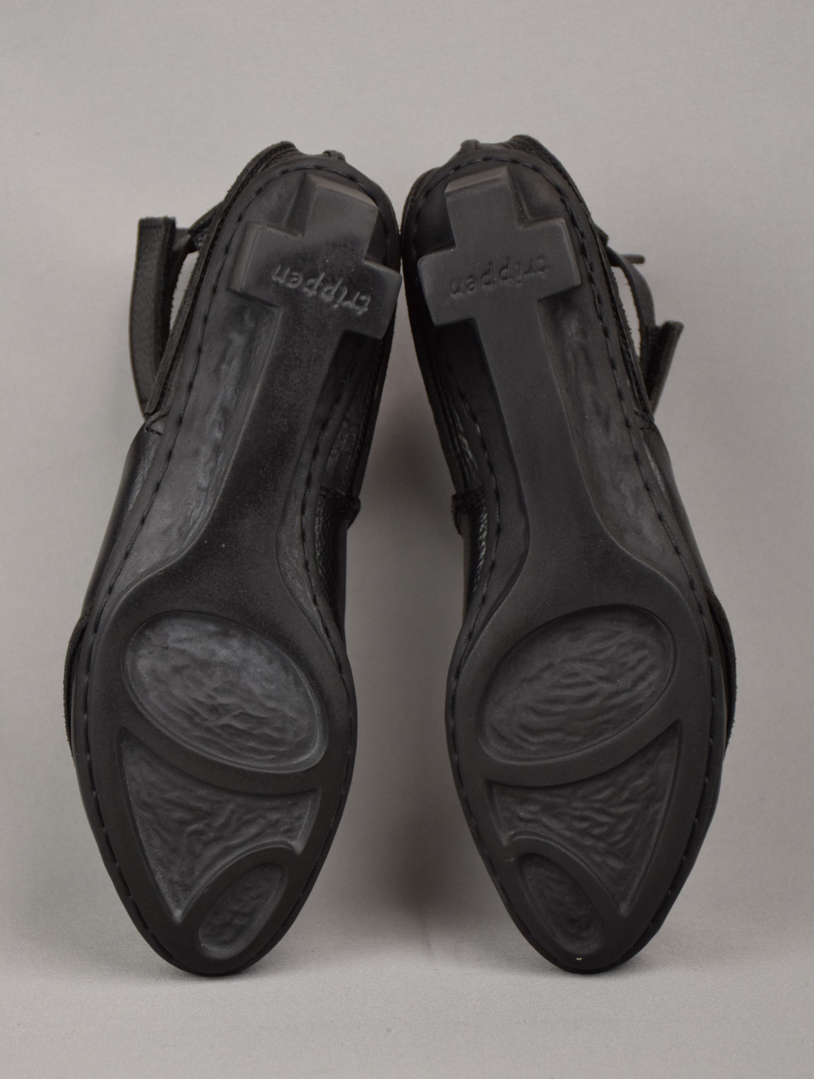 Designer × Trippen Trippen X+OS Black Waw Leather Sandals Heels US 8 UK 6 EU 39 Size US 8 / IT 38 - 10 Thumbnail