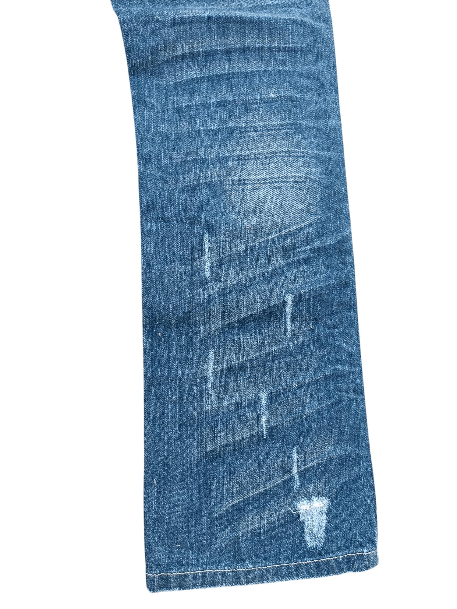 Japanese Brand NYLAUS JEANS DISTRESSED WHISKERS FADED STUD DENIM Size US 31 - 15 Thumbnail