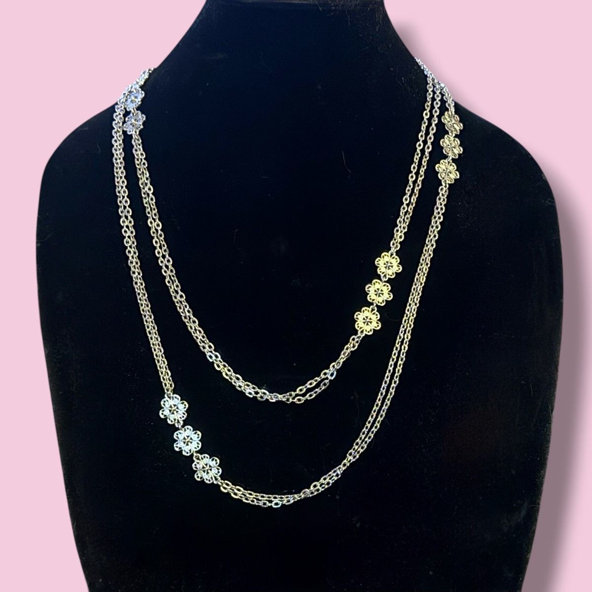 Monet Vintage Monet long silver tone station flower necklace Size ONE SIZE - 1 Thumbnail