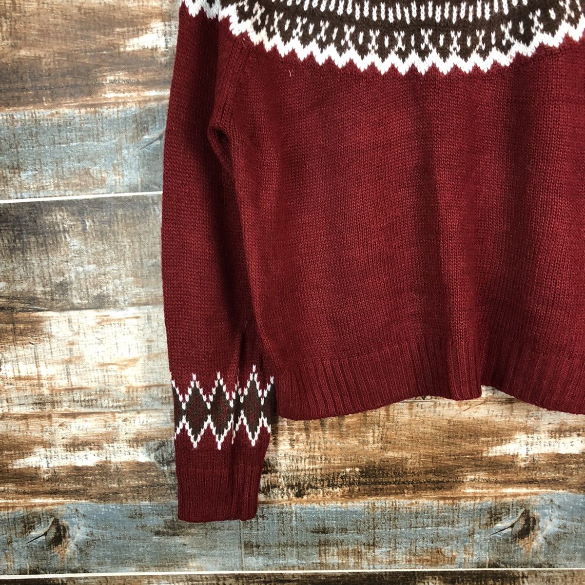 Homespun Knitwear × Japanese Brand Japan navajo Maroon Knitwear crop top #A1713 Size M / US 6-8 / IT 42-44 - 7 Thumbnail