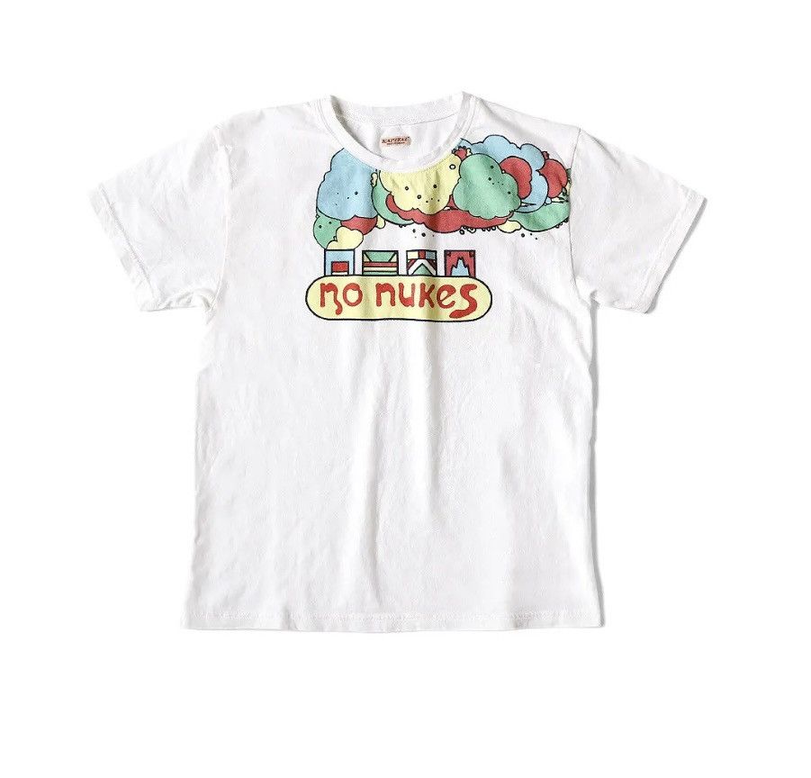 image of Kapital Train Max No Nukes Tee in White, Men's (Size Large)