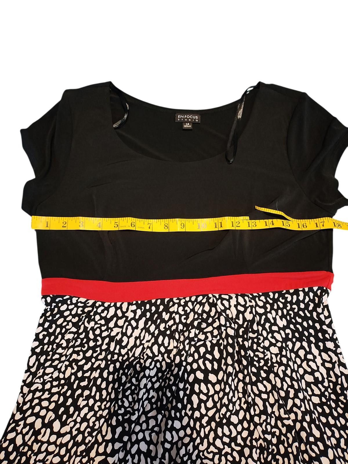 Other En Focus Studio Black & White Midi Dress with Red Accents Size XL / US 12-14 / IT 48-50 - 8 Thumbnail