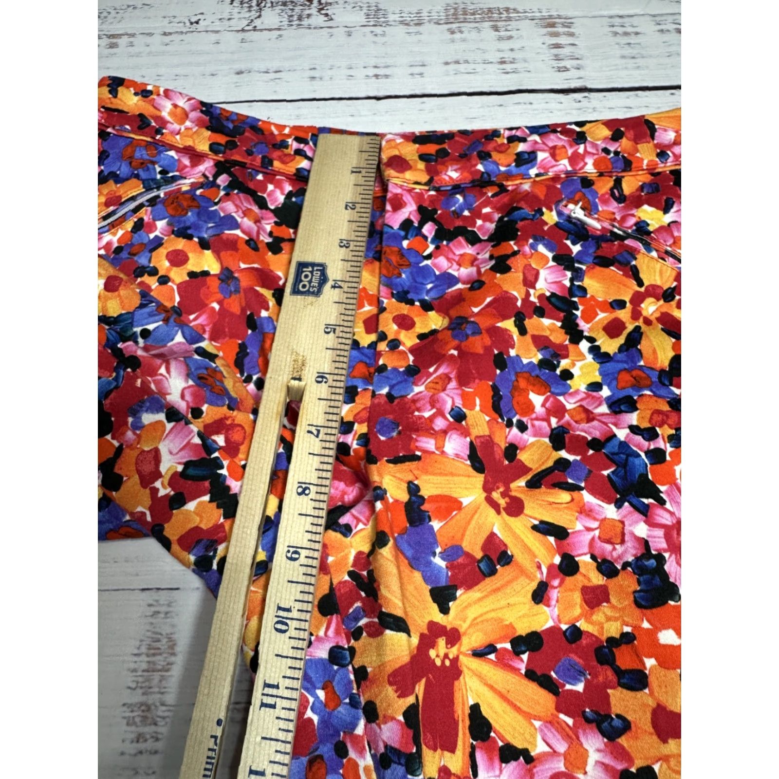 Vintage Tyler Boe Women's Floral Pants Straight Leg Casual Party Sz 4 Red Orange Cotton Blend Inseam 28.5in Womens Size 27" / US 4 / IT 40 - 7 Thumbnail
