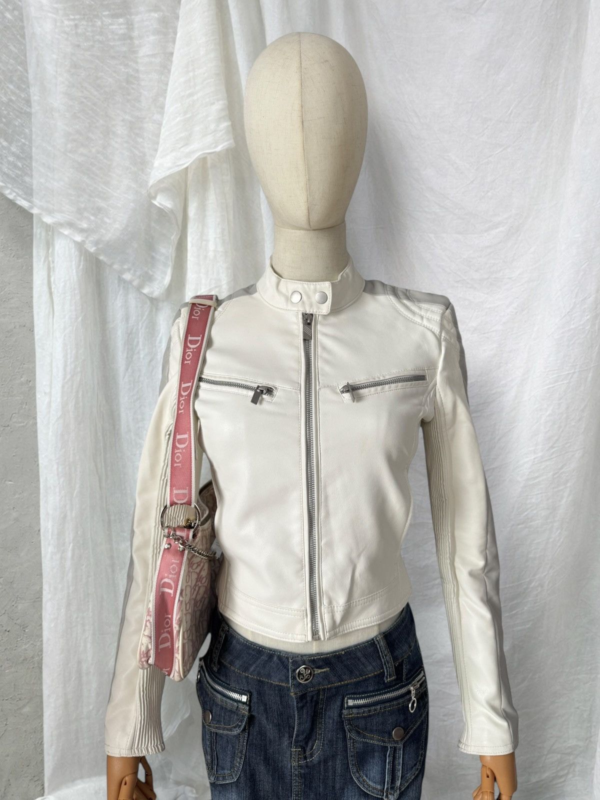 Fbsister Y2K Faux Leather Moto Biker Cropped Jacket