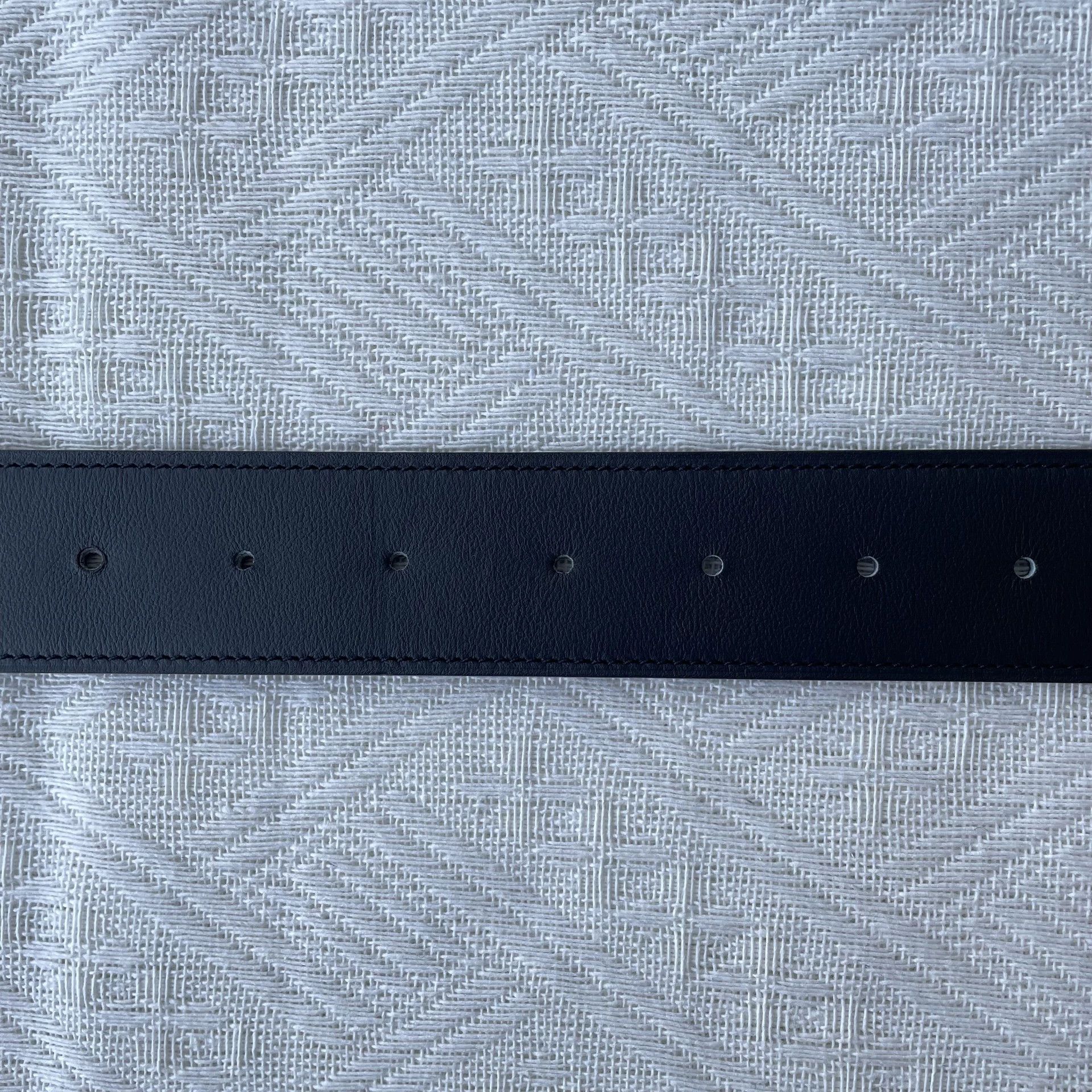 Hermes HERMES H Logo Togo Belt Black/Silvertone 3.8cm 126cm Size ONE SIZE - 6 Thumbnail