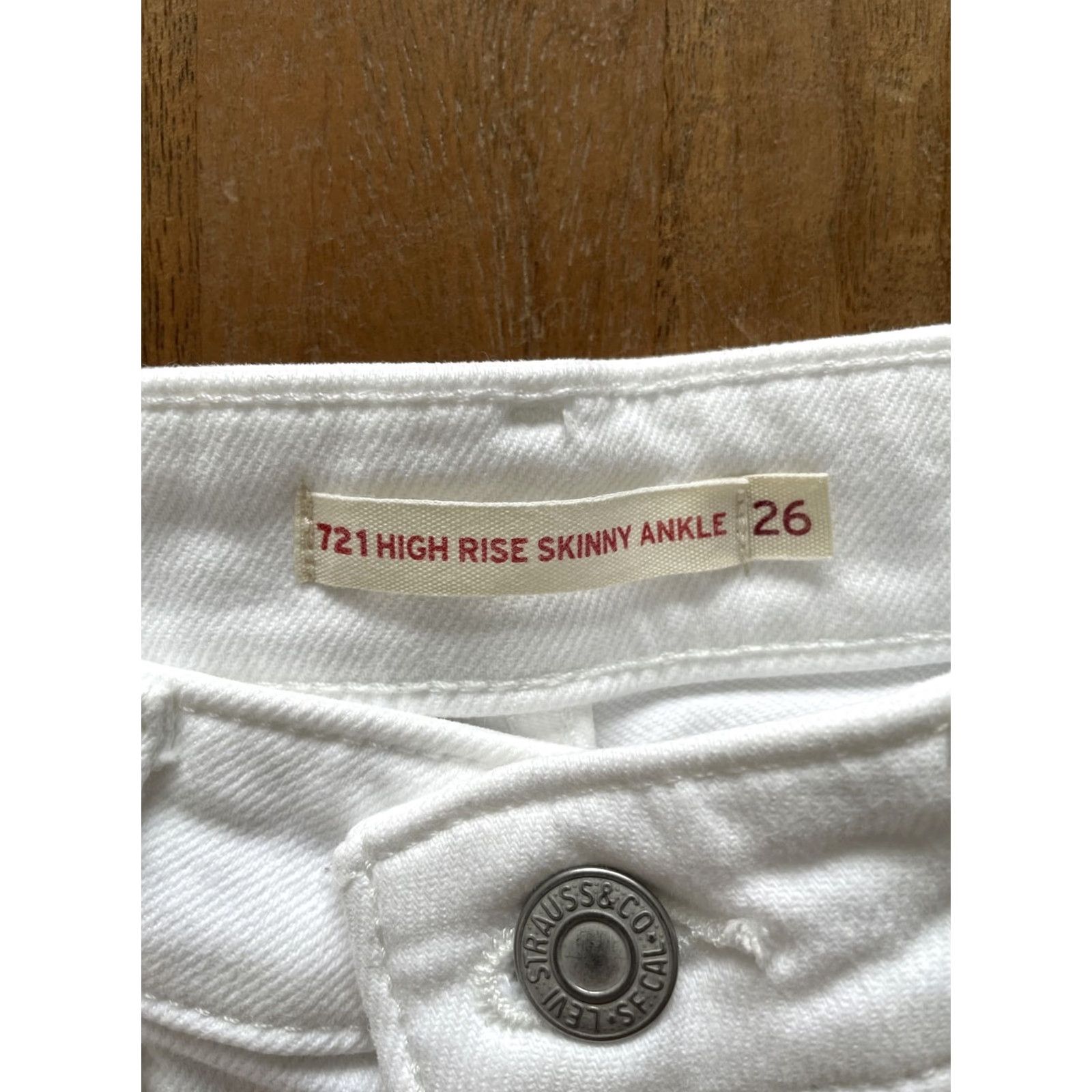 Levi's Levi's 721 High Rise Skinny Jeans Women White 26x25 Slim Stretch Denim Size 26" / US 2 / IT 38 - 3 Thumbnail