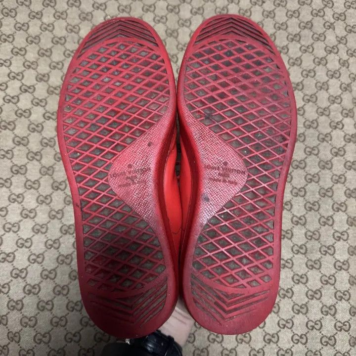 Louis Vuitton Louis Vuitton Red Leather Sporty Sneakers -2508 Size US 7 / EU 40 - 4 Thumbnail