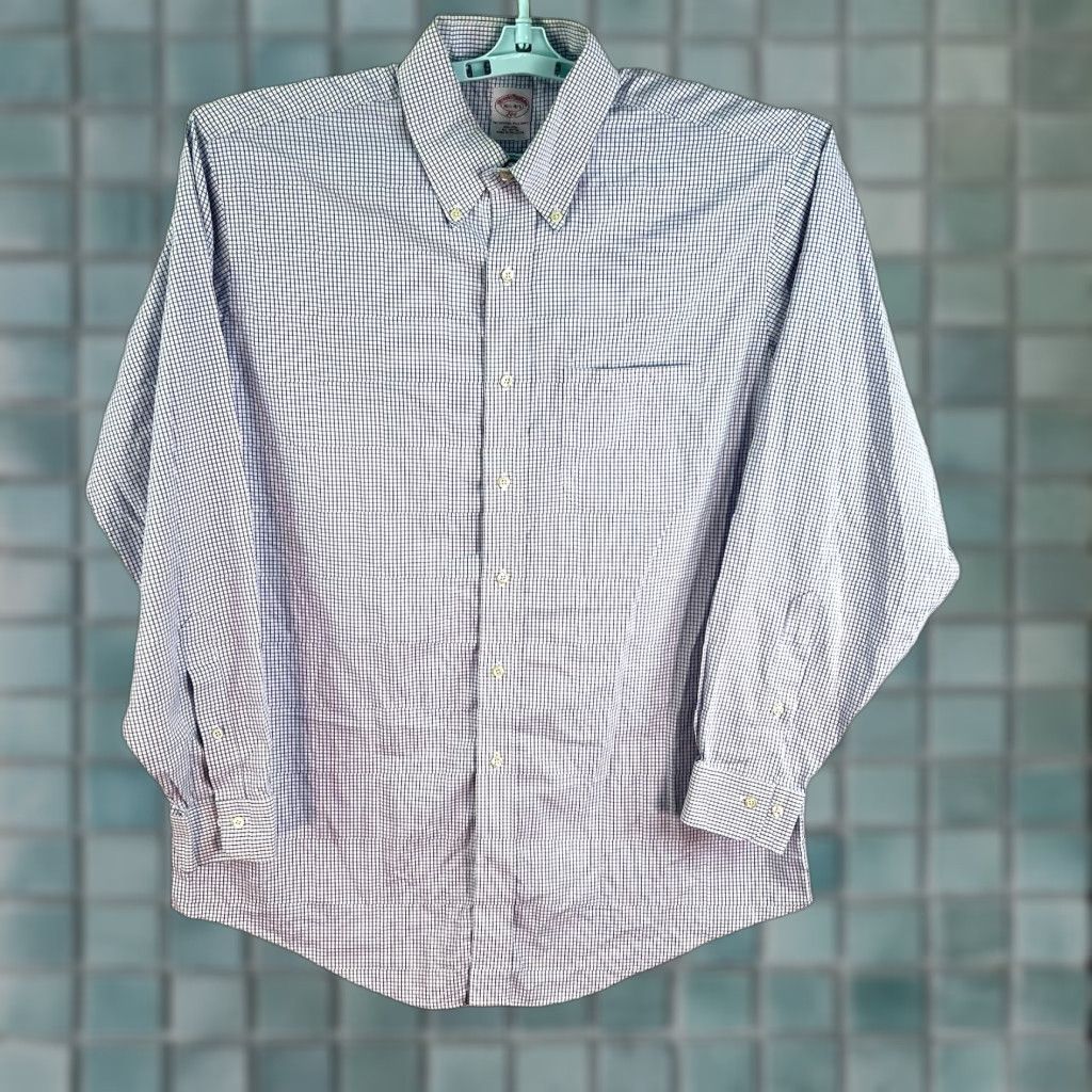 Brooks Brothers Brooks Brothers 346 Checkered Button-Down Shirt Mens 16.5/34 Blue Cotton Long Sleeve Classic Preppy Size US L / EU 52-54 / 3 - 1 Thumbnail