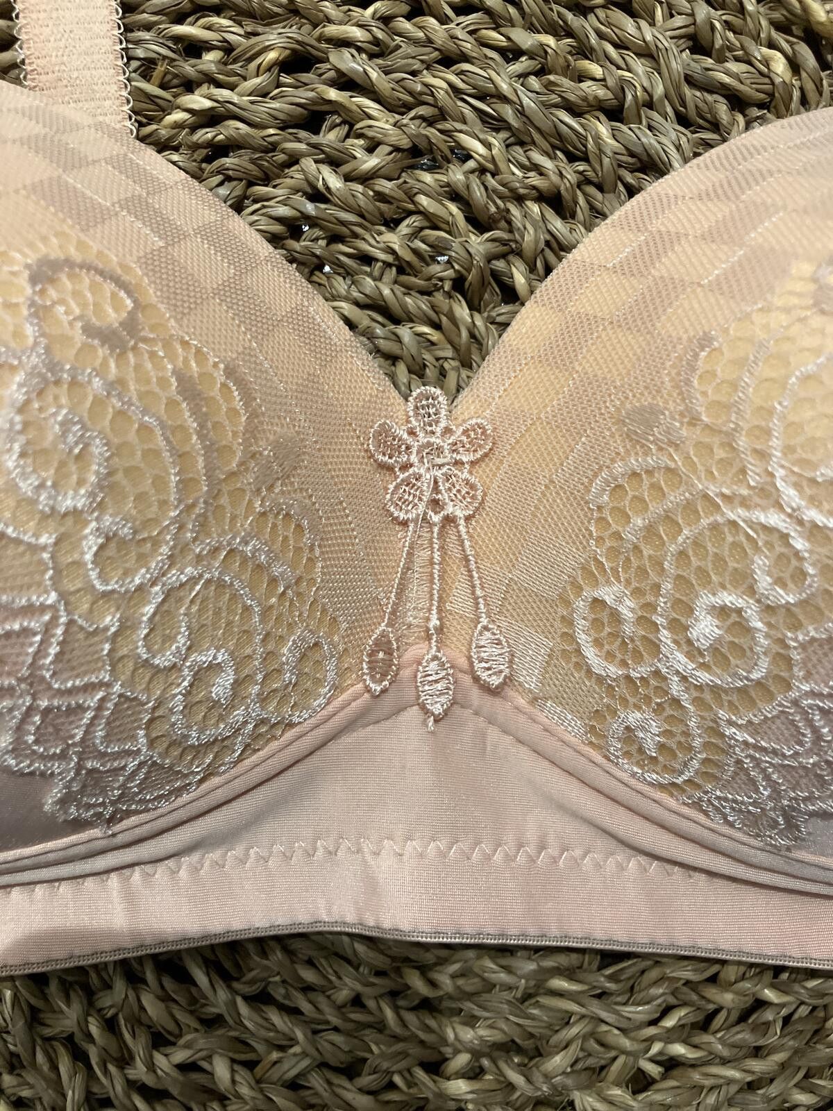 The Unbranded Brand NWOT Light Pink Lace Embroidered Bra Size ONE SIZE - 2 Thumbnail
