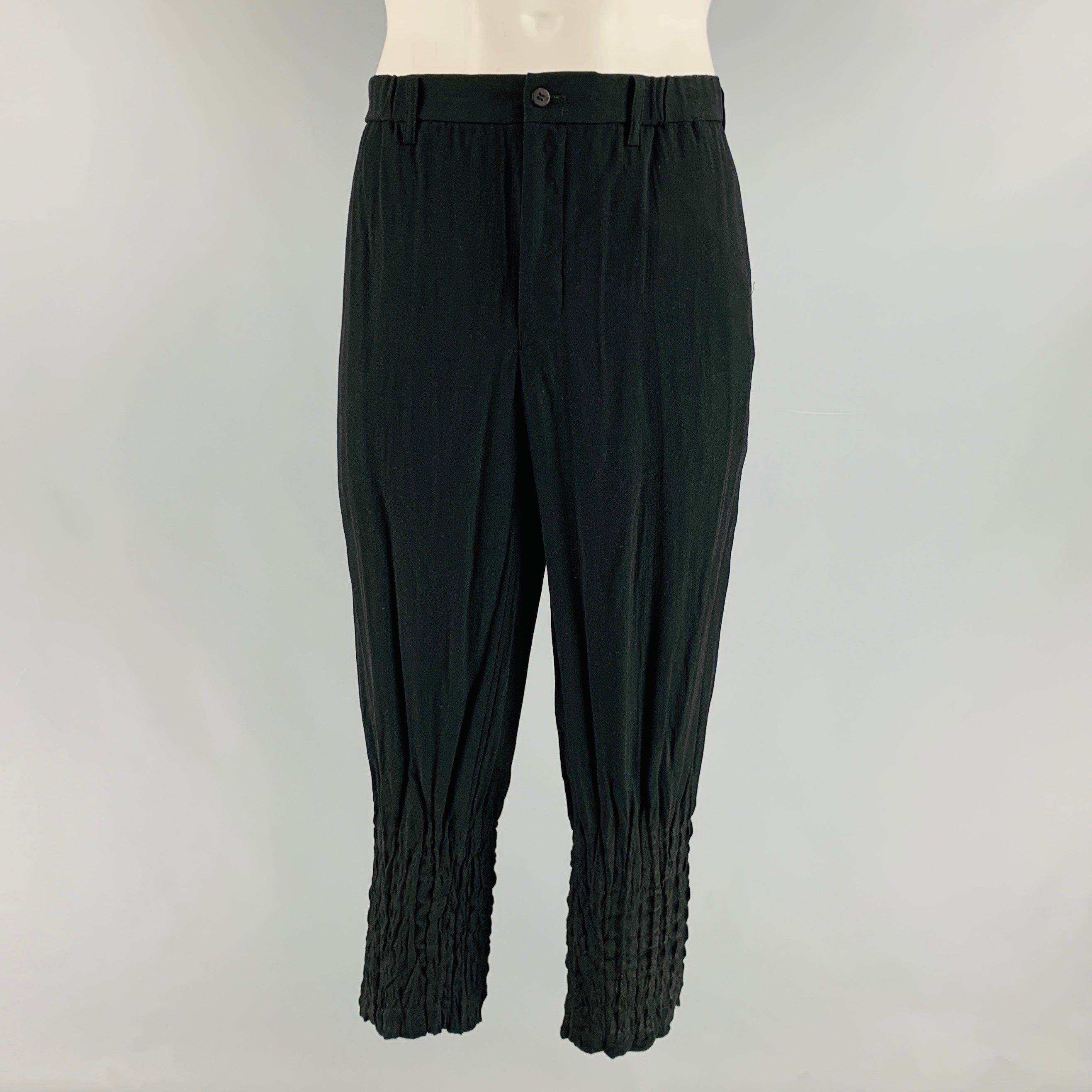 image of Issey Miyake Black Green Ombre Casual Pants, Men's (Size 36)