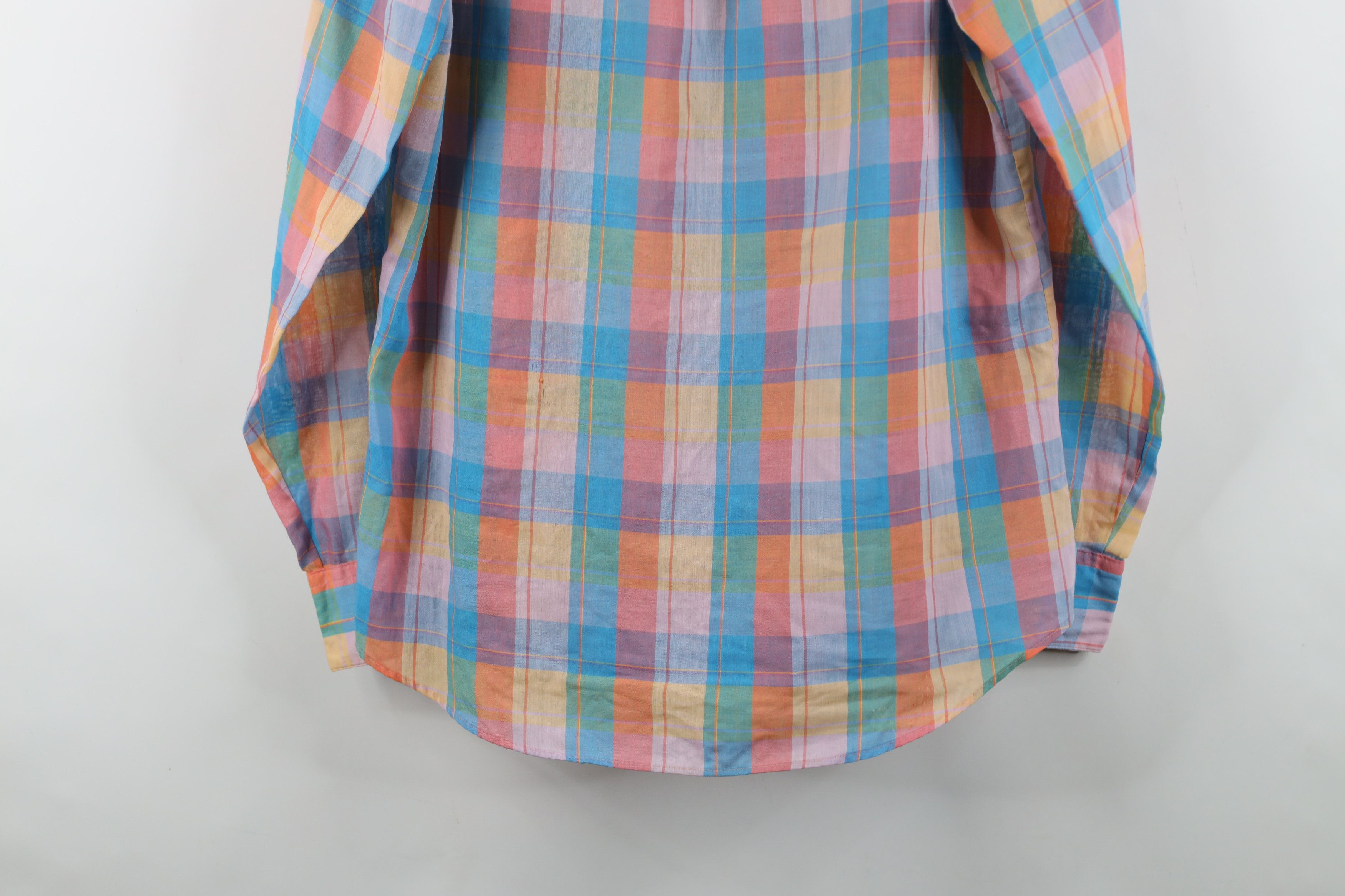 Vintage Vintage 70s Streetwear Rainbow Madras Plaid Button Shirt USA Size US L / EU 52-54 / 3 - 14 Thumbnail