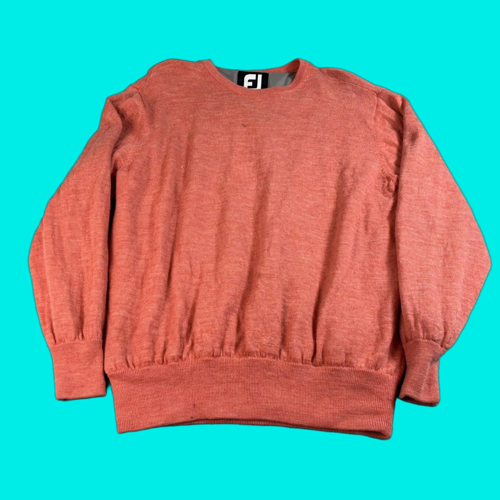 Footjoy FootJoy Mens Large Orange Wool Sweater Crewneck Lined Golf Pullover Knit Layer Size US L / EU 52-54 / 3 - 1 Thumbnail