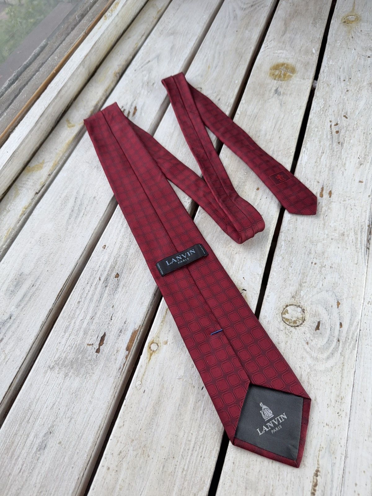 Designer × Lanvin Lanvin Paris Red Silk Tie Geometric Pattern France Size ONE SIZE - 4 Thumbnail