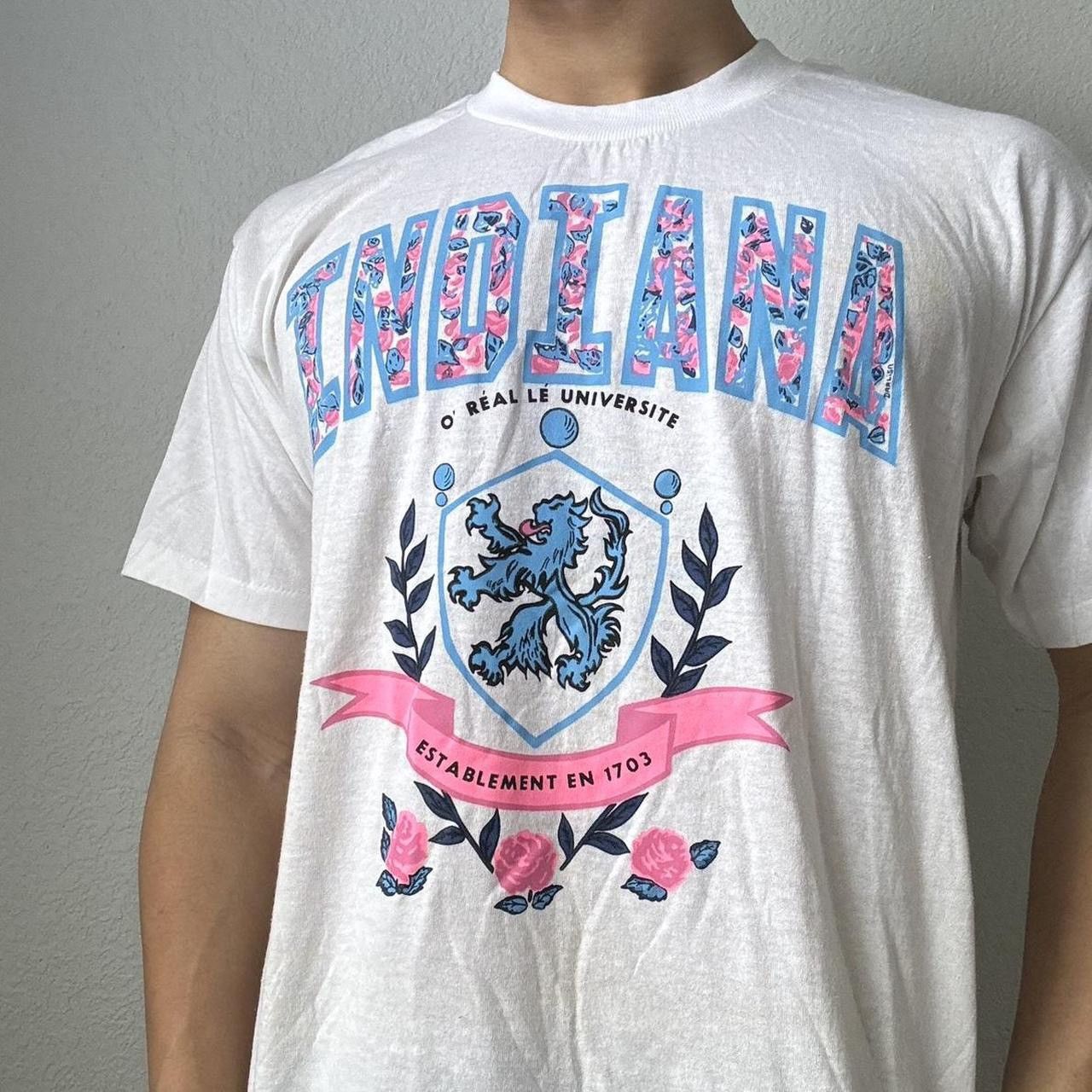 Vintage Vintage 1990s Indiana University Graphics White Tee Shirt Size US XL / EU 56 / 4 - 4 Thumbnail