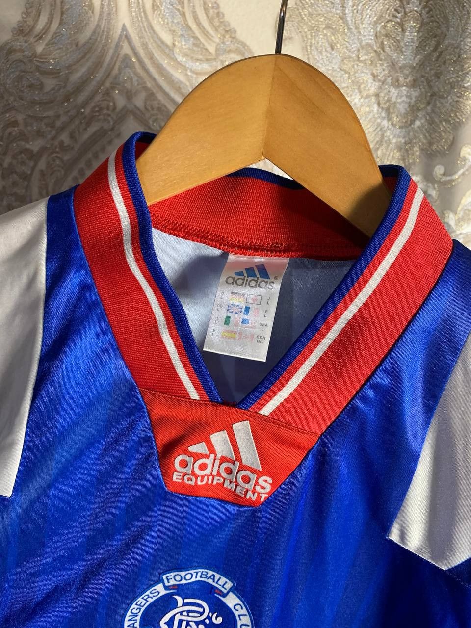 Vintage Very Rare Adidas FC Rangers Scotland Soccer Jersey Retro Size US L / EU 52-54 / 3 - 5 Thumbnail