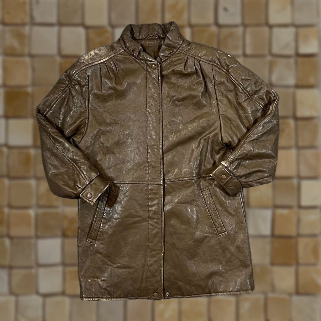 Vintage VINTAGE ABLC Real Brown Leather Distressed Leather Jacket Women's UK 12 90s Bomber Jacket Brown Womens 12 90s ABLC Jacket Size XL / US 12-14 / IT 48-50 - 1 Thumbnail