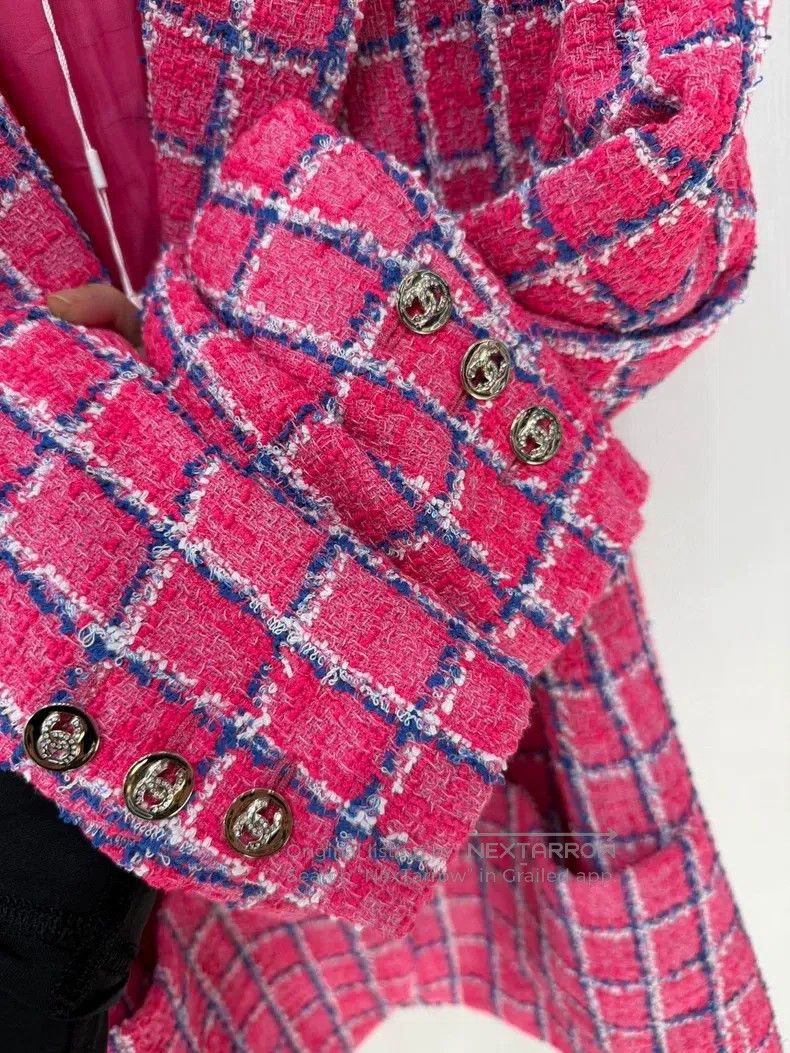 Chanel Chanel 24P pink tweed plaid jacket Size XS / US 0-2 / IT 36-38 - 3 Thumbnail