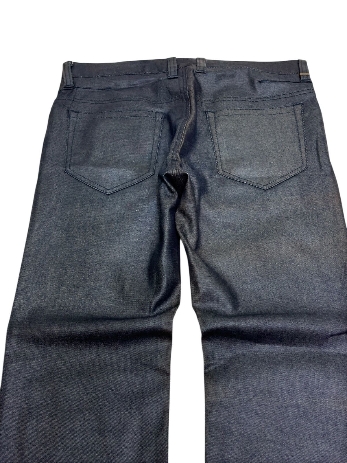 Vintage Flare Comme Ça Men Waxed Black Jeans Coated Back Faded Marks Size US 31 - 7 Thumbnail