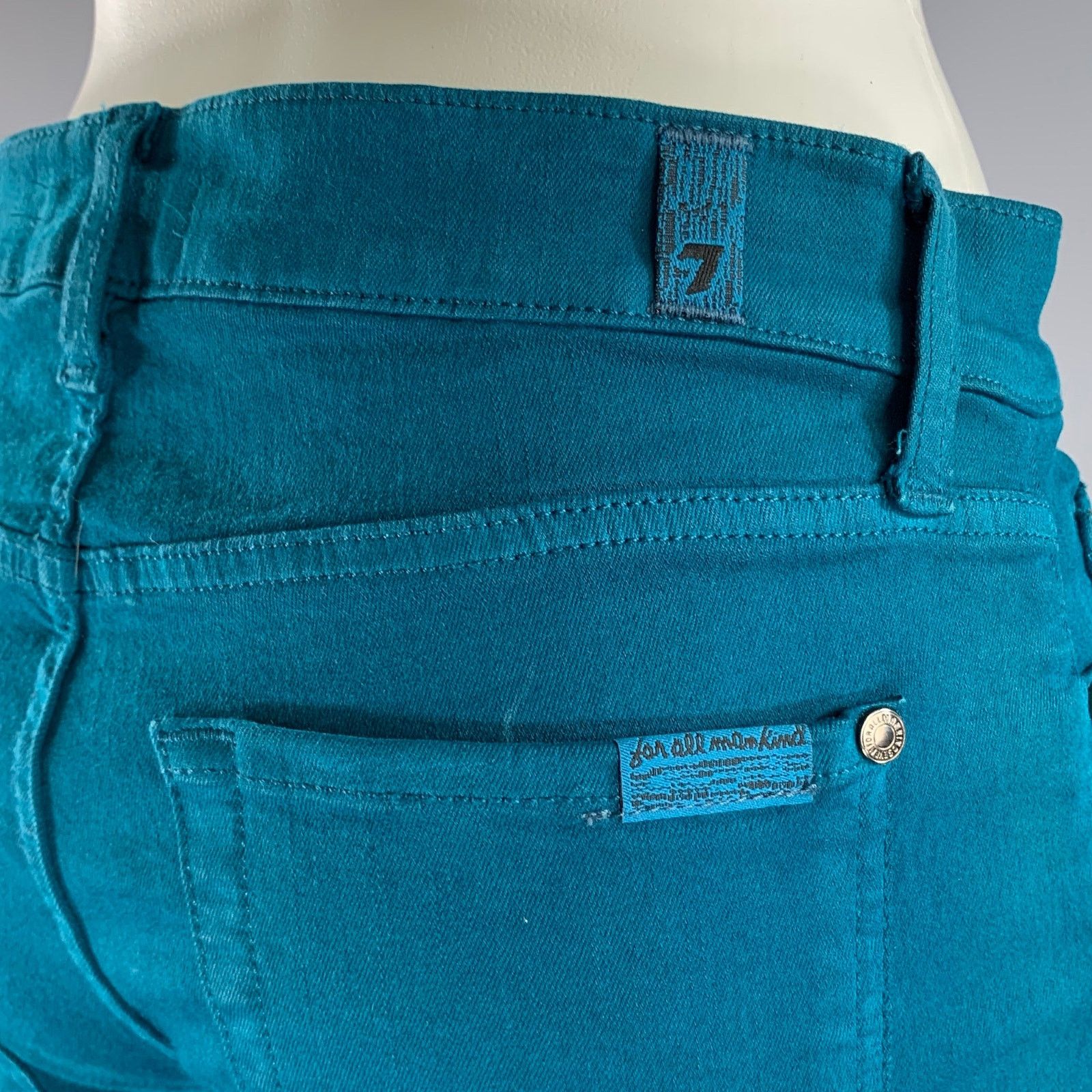 7 For All Mankind FOR ALL 7 MANKIND Size 30 Teal Cotton Denim Slim Pants Size US 30 / EU 46 - 4 Thumbnail