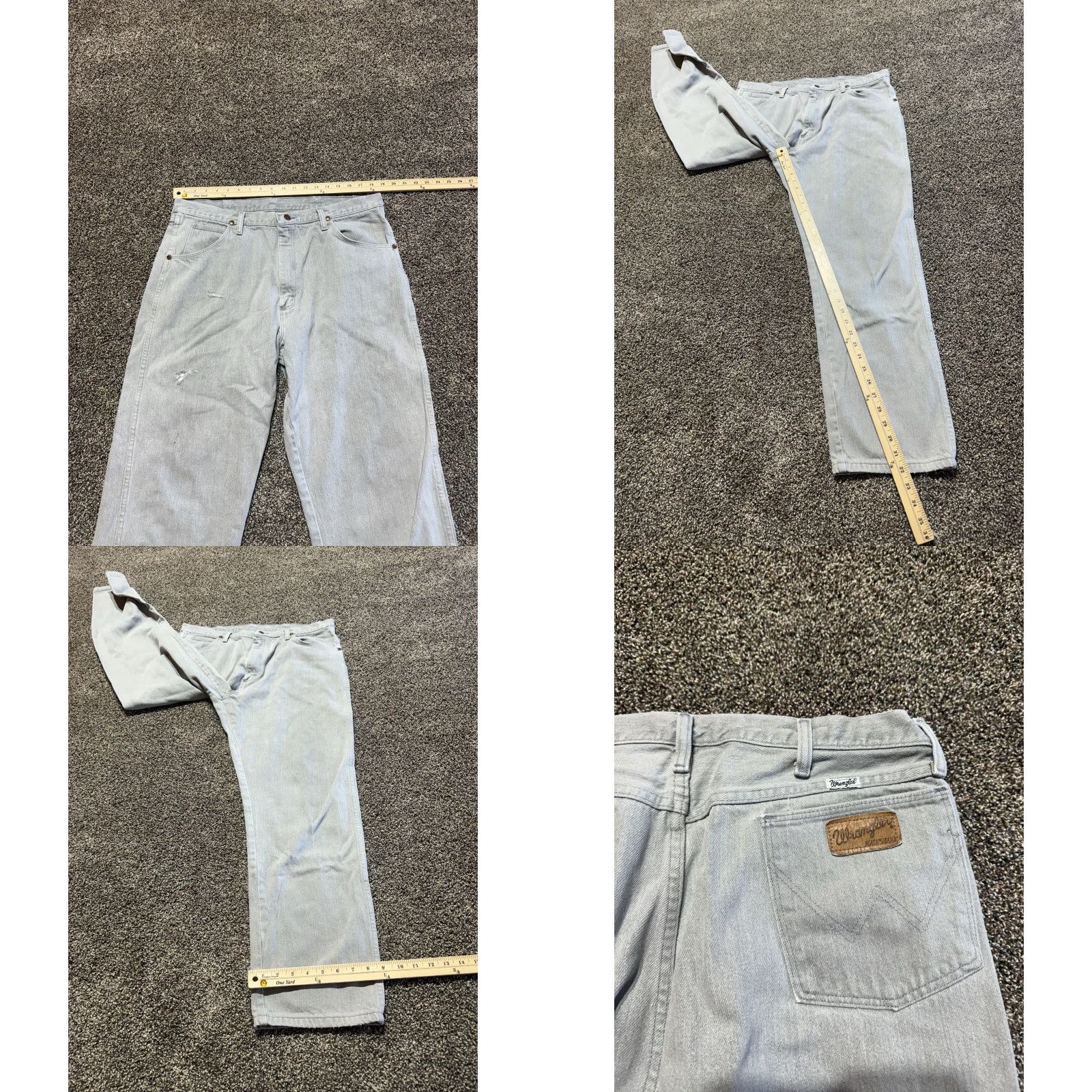 Wrangler VINTAGE Wrangler Jeans Men 38 Gray Denim Distressed 38X32 USA MADE - Wrangler 13MWZ Bootcut Regular Inseam 32 Men Size US 38 / EU 54 - 8 Thumbnail