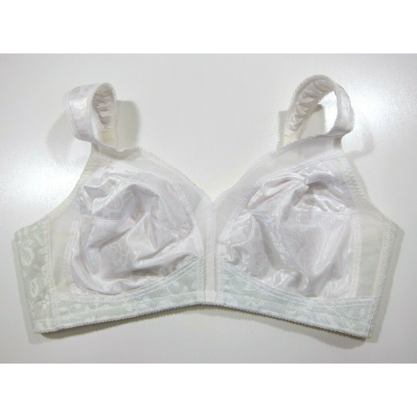 Vintage VINTAGE Playtex 18 Hour White Satin Lace Padded Wide Strap Comfort Bra 42C Size ONE SIZE - 2 Thumbnail