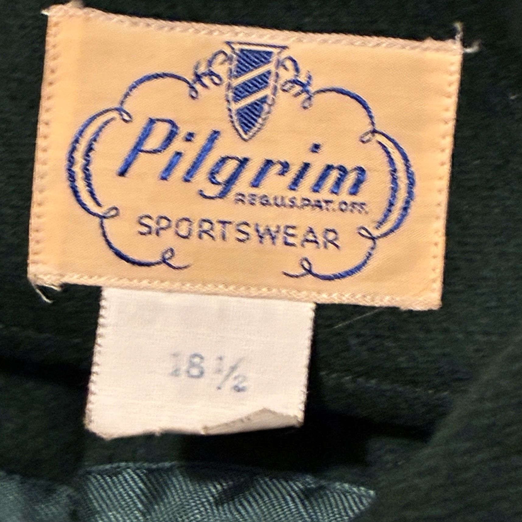 VINTAGE Pilgrim Button Down Shirt Mens Large 18.5 Green Wool Blend Flannel Shirt
