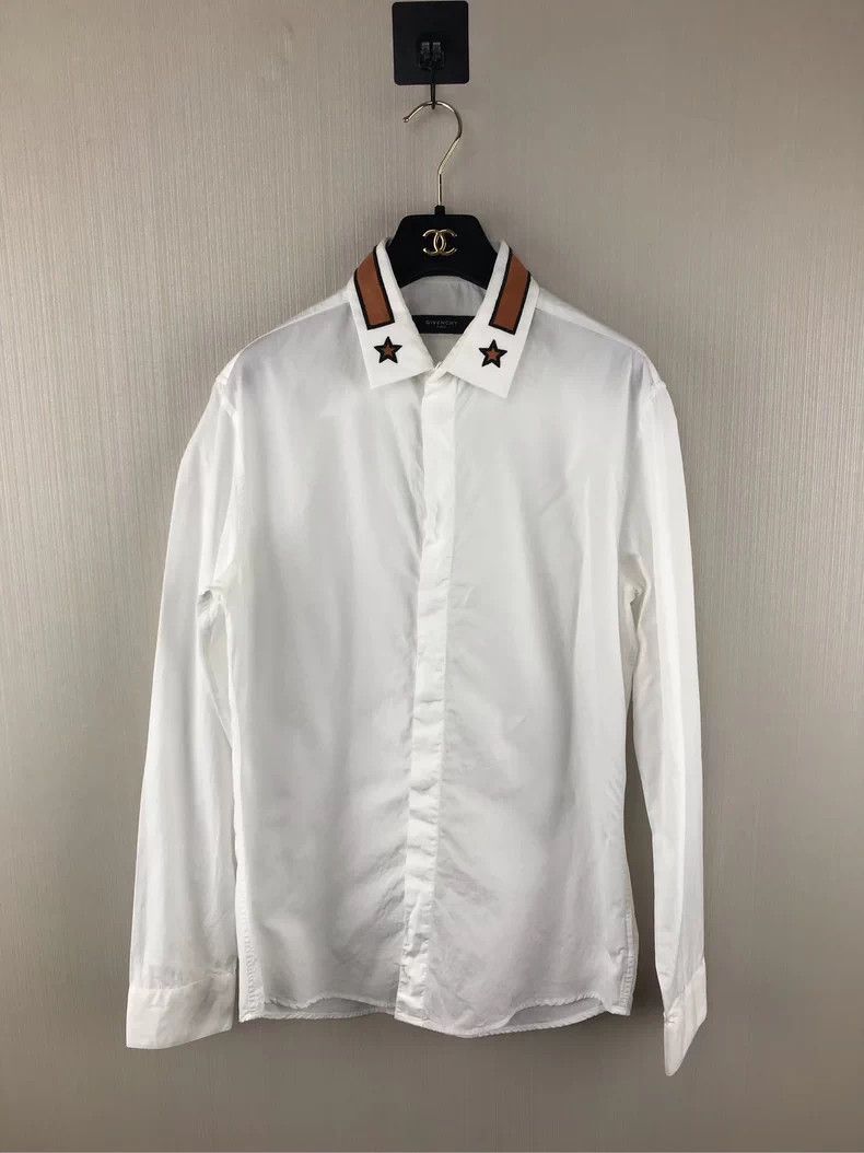 givenchy star dress shirt Givenchy Embroidered Star Collar Shirt
