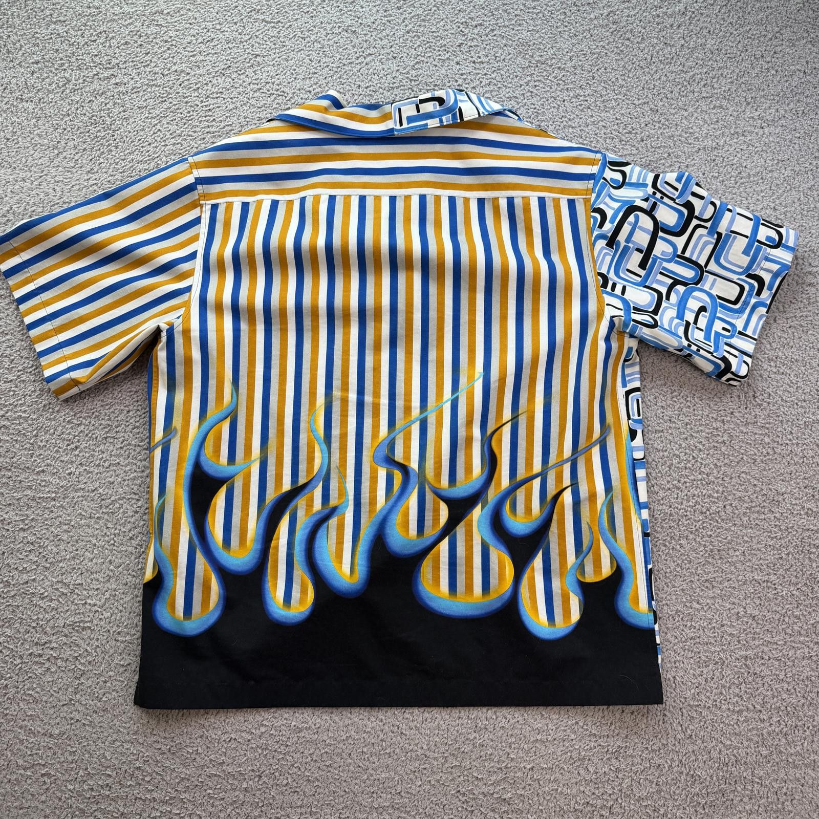 Prada Prada Double Match Shirt XL Split Flame Stripe Button Up Size US XL / EU 56 / 4 - 2 Thumbnail