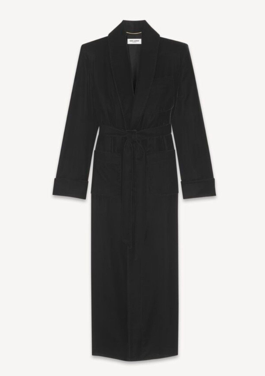 Saint Laurent Paris $4.5K VALUE Long Belted Coat in Cupro Velvet Size S / US 4 / IT 40 - 1 Thumbnail