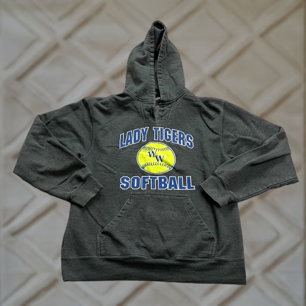 Vintage Pennant Hoodie Unisex Small Gray Graphic Lady Tigers Softball Sports Size US S / EU 44-46 / 1 - 1 Thumbnail