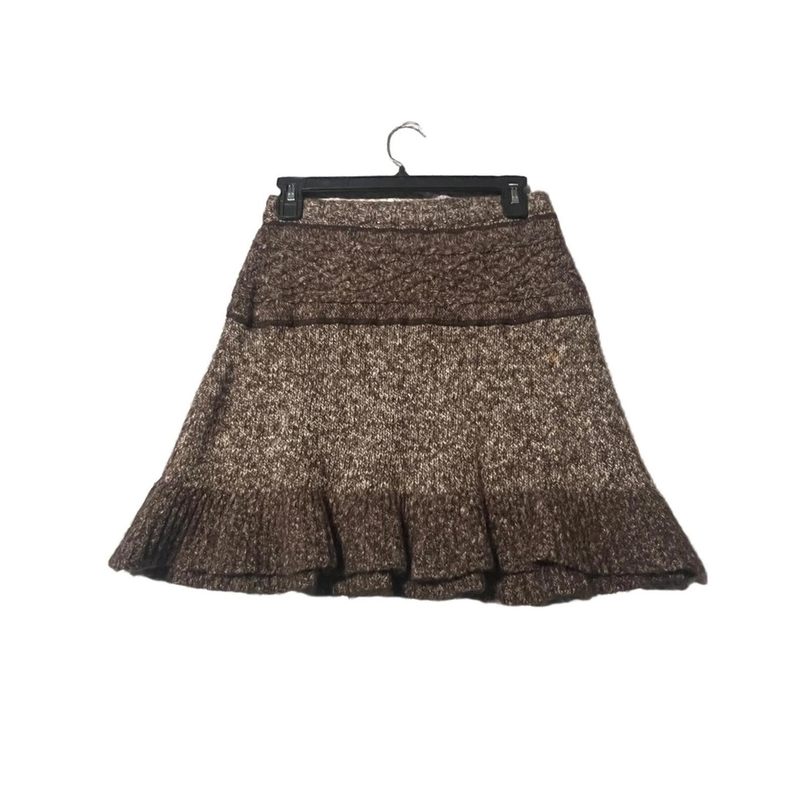 Prana Prana Skirt XS Heathered Brown Knit A-Line Ruffled Hem Boho Size 26" / US 2 / IT 38 - 4 Thumbnail