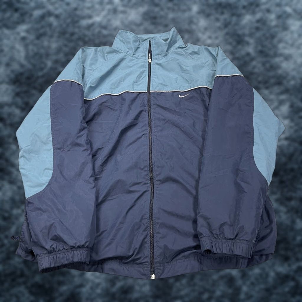 Nike VINTAGE Nike Jacket Mens 2XL Blue Windbreaker Zip Swoosh 90s Retro Sports Geometric Lined Size US XXL / EU 58 / 5 - 1 Thumbnail