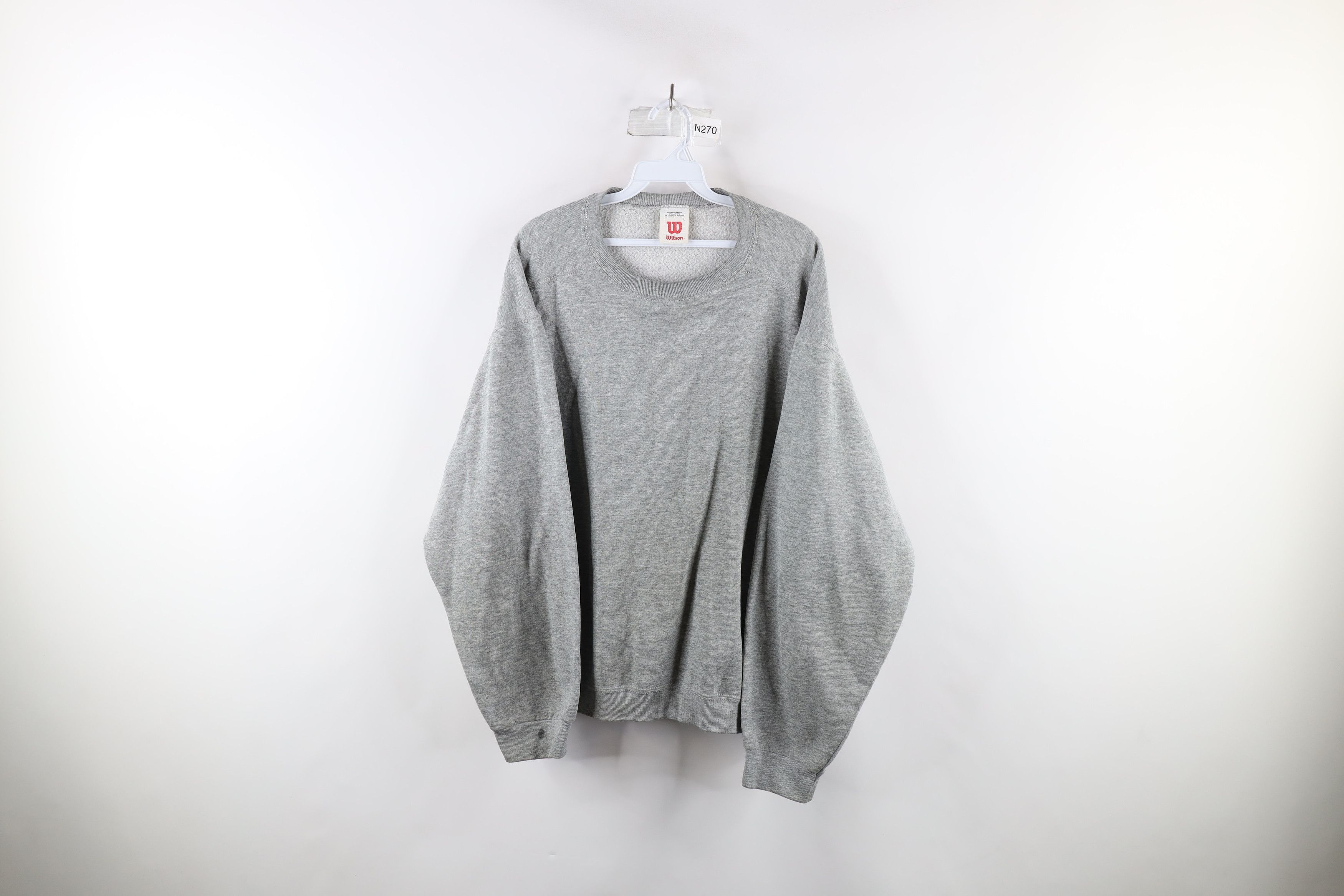 Vintage 90s Wilson Blank Boxy Fit Crewneck Sweatshirt Gray