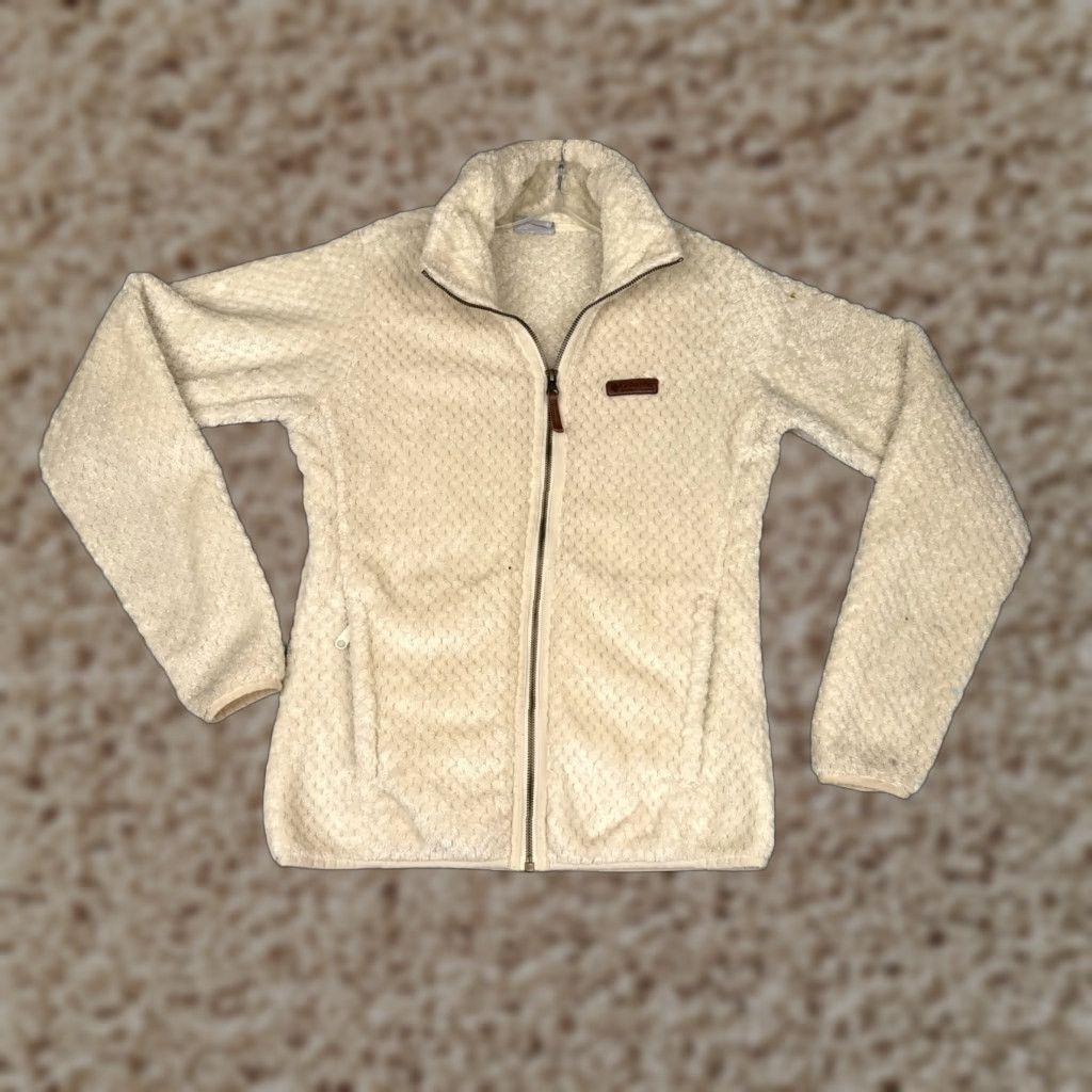 Vintage Columbia Jacket Women Small Ivory Full Zip Fleece Lightweight Outdoor Hiking Regular Fit Pocket Size S / US 4 / IT 40 - 1 Thumbnail