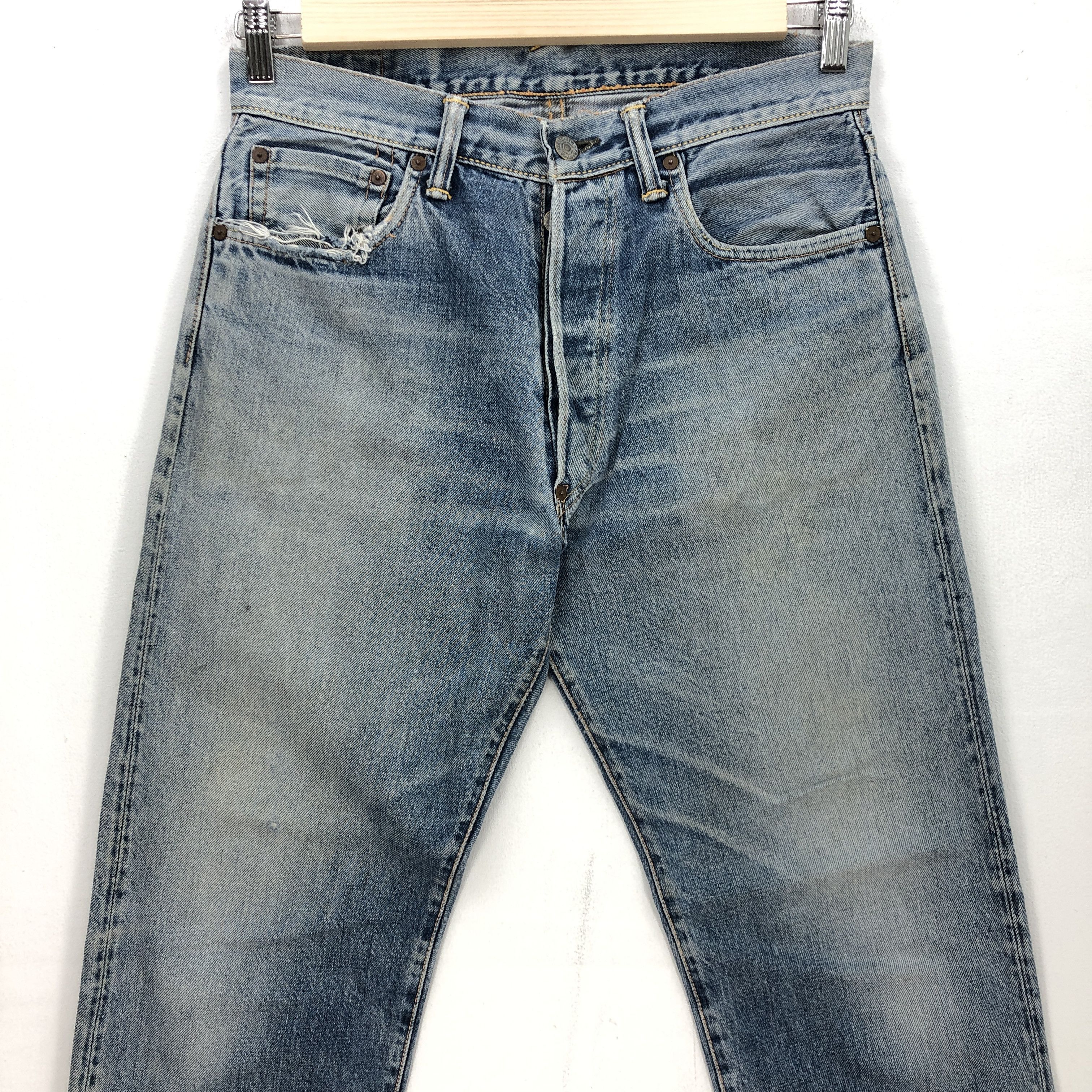 Japanese Brand Vintage Evisu Selvedge Jeans Faded Redline Light Wash Denim Size US 32 / EU 48 - 3 Thumbnail