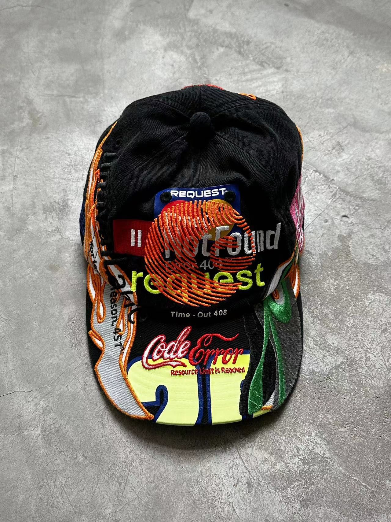 image of Vetements Error-Embroidered Twill Baseball Cap in Black, Men's