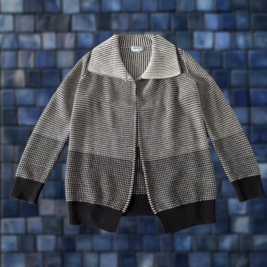 Max Mara VINTAGE Max Mara Cardigan Womens M Brown Virgin Wool Geometric Knit Open NY? (Note: question) Size M / US 6-8 / IT 42-44 - 1 Thumbnail