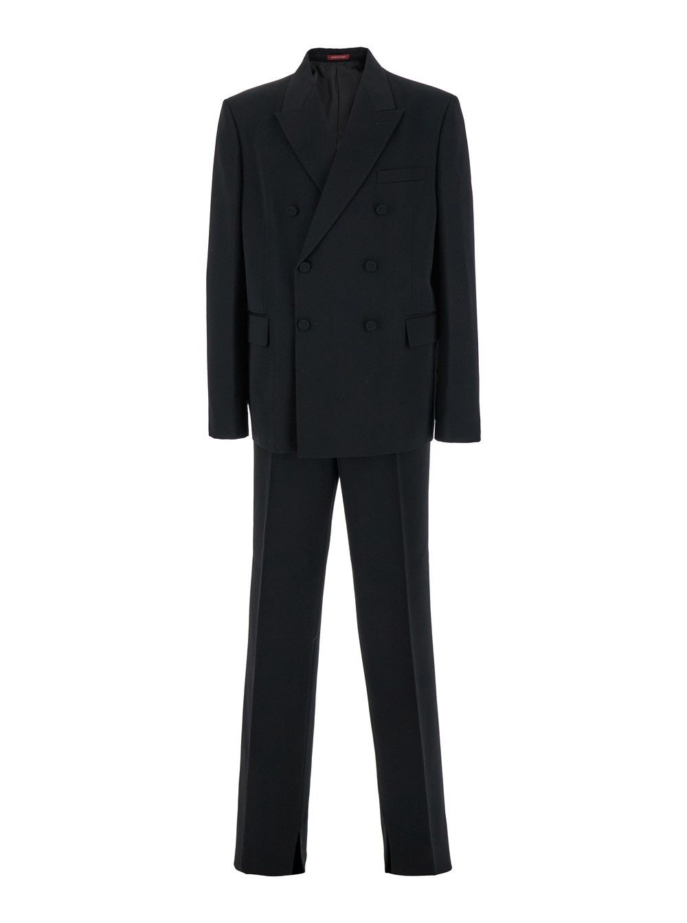 Black Double-Breasted Suit with G Detail in Wool Man