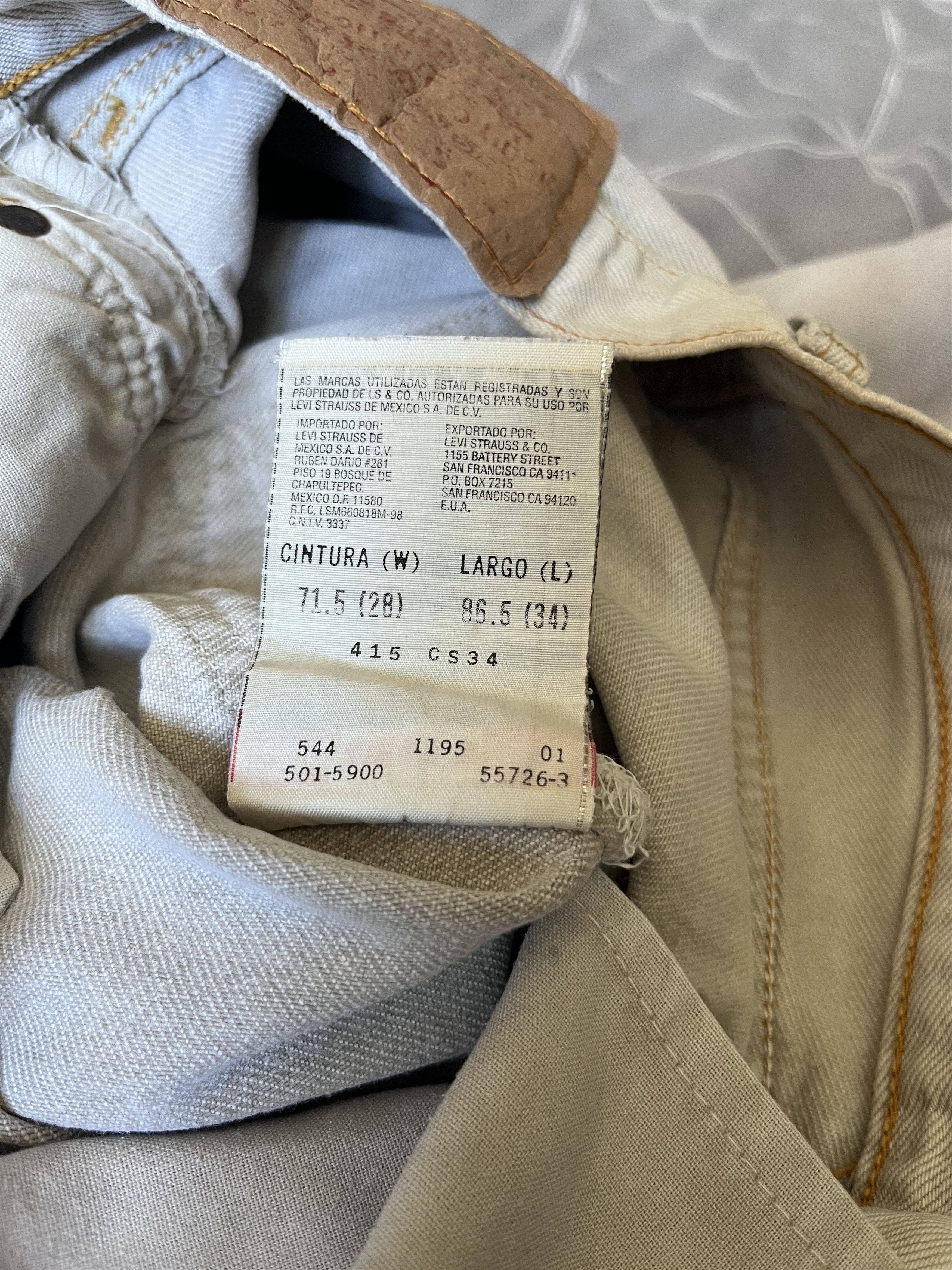 Levi's Levi’s 501XX Men’s Jeans W28 L34 – USA 1995 – Beige– Vintage Size US 30 / EU 46 - 6 Thumbnail