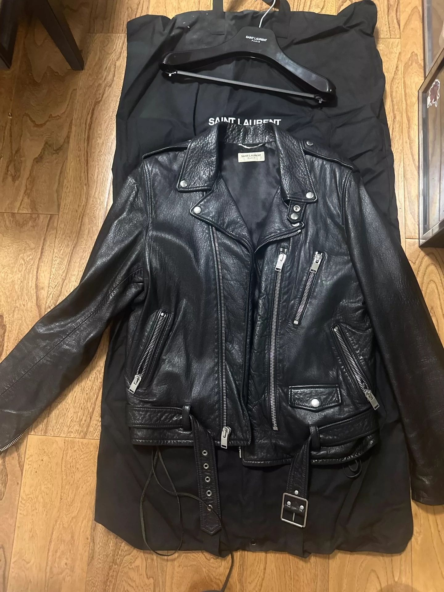 Saint Laurent Paris Blood Teeth Leather Jacket