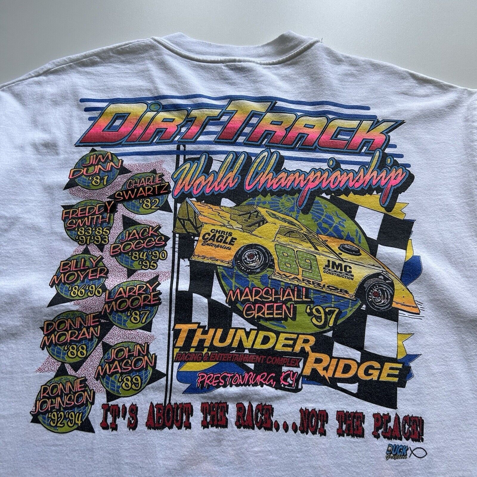 Hanes Vintage 90s Dirt Track World Champs Car Racing T Shirt XL Size US XL / EU 56 / 4 - 3 Thumbnail