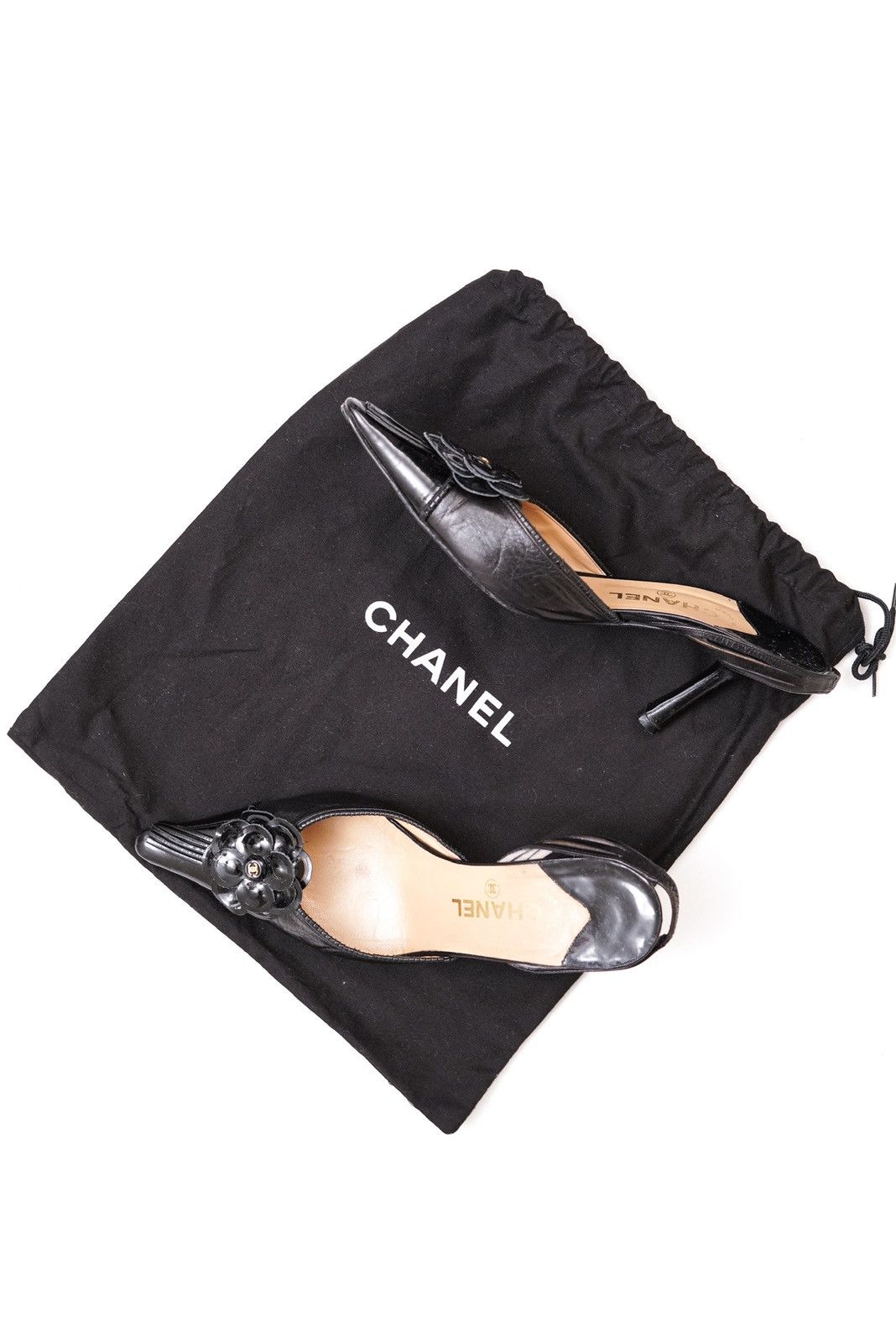 Chanel Chanel Black Patent Leather Camellia Slingback Heels 38.5 Size US 7.5 / IT 37.5 - 11 Thumbnail