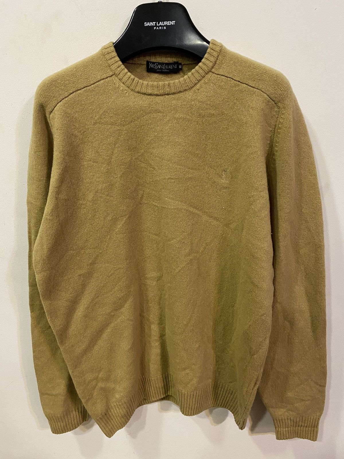 image of Vintage x YVES Saint Laurent Beige Wool 90’S YSL Sweater Soft YSL Sweatshirt, Men's (Size Medium)