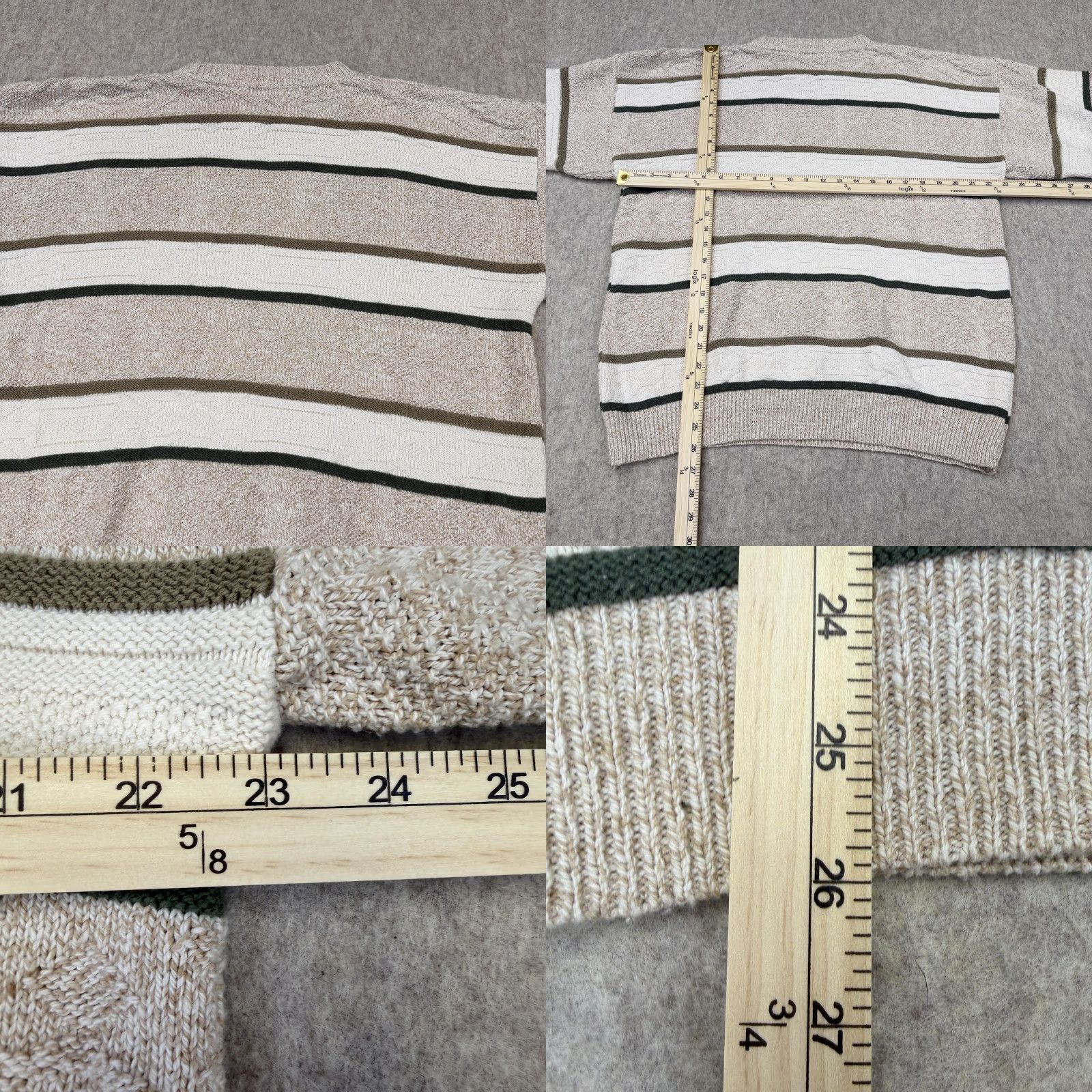 Vintage VINTAGE Munsingwear Sweater Mens Large Beige Striped Cotton Knit Made USA 90s Size US L / EU 52-54 / 3 - 8 Thumbnail