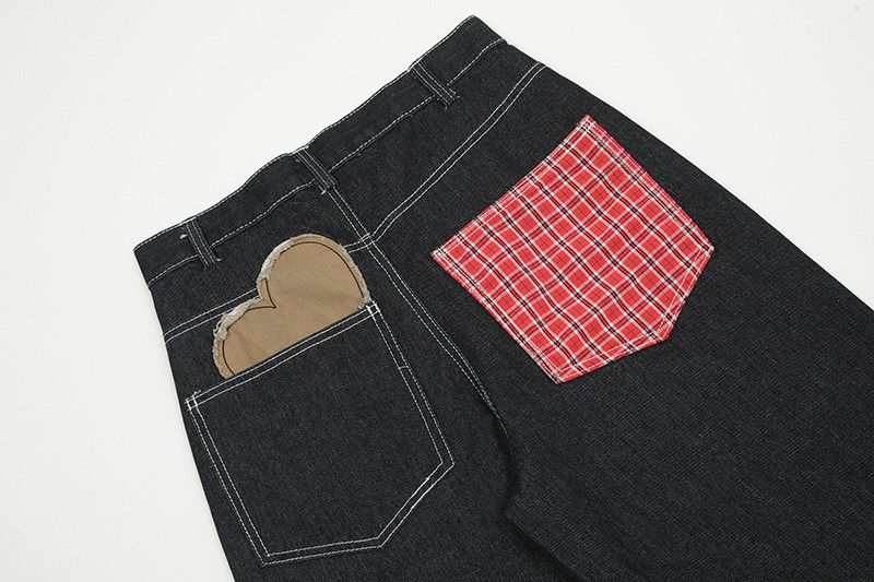 Vintage Men's Street Loose Retro Heart-Shaped Straight Leg Jeans Size US 32 / EU 48 - 5 Thumbnail